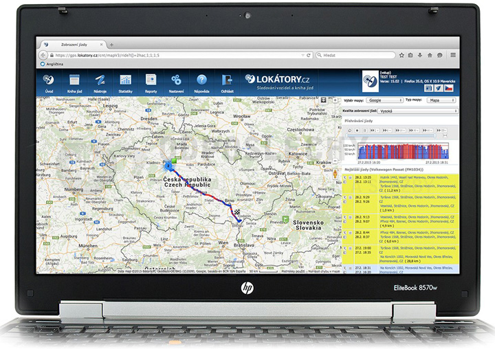GPS sledování na počítači